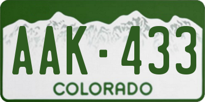 CO license plate AAK433