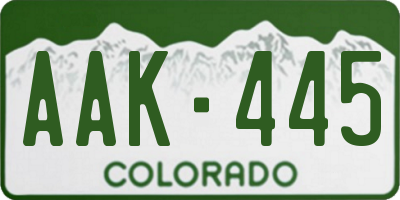 CO license plate AAK445