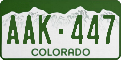 CO license plate AAK447