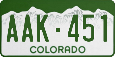 CO license plate AAK451