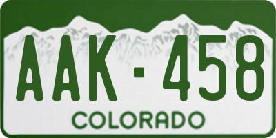 CO license plate AAK458