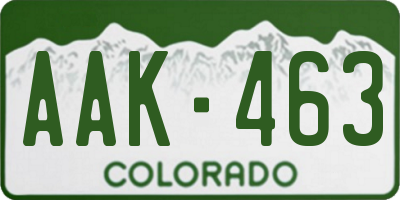 CO license plate AAK463
