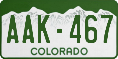 CO license plate AAK467