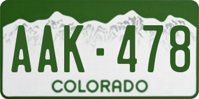 CO license plate AAK478