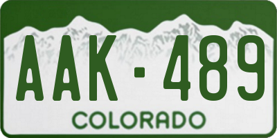 CO license plate AAK489