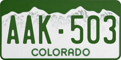 CO license plate AAK503