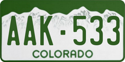 CO license plate AAK533