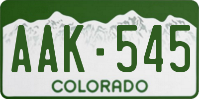 CO license plate AAK545