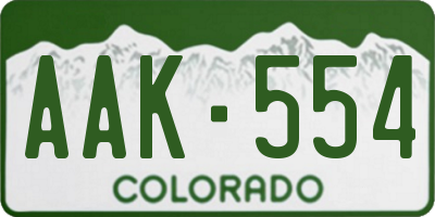 CO license plate AAK554