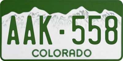 CO license plate AAK558