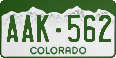 CO license plate AAK562
