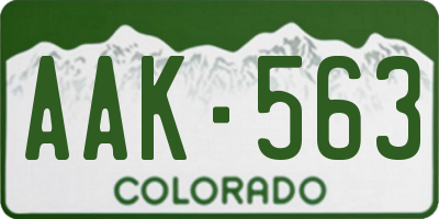 CO license plate AAK563