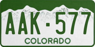 CO license plate AAK577