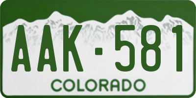 CO license plate AAK581