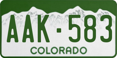 CO license plate AAK583