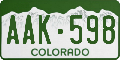 CO license plate AAK598