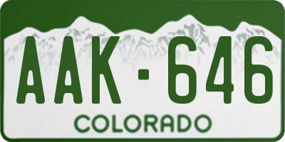 CO license plate AAK646