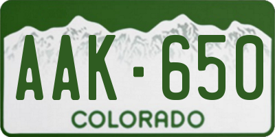 CO license plate AAK650