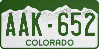 CO license plate AAK652