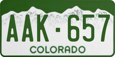 CO license plate AAK657