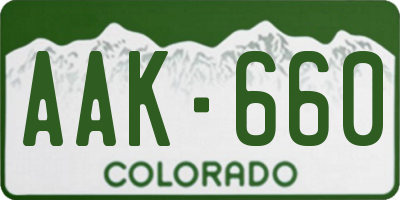 CO license plate AAK660