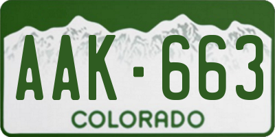 CO license plate AAK663