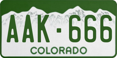 CO license plate AAK666