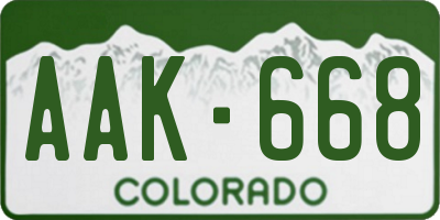 CO license plate AAK668