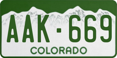 CO license plate AAK669
