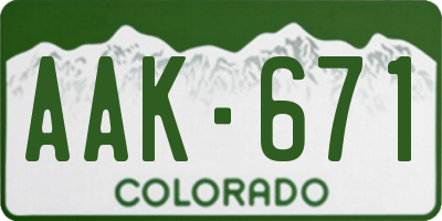 CO license plate AAK671