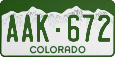 CO license plate AAK672