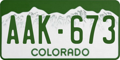 CO license plate AAK673