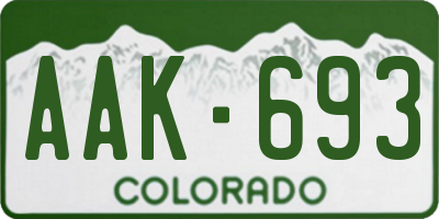 CO license plate AAK693