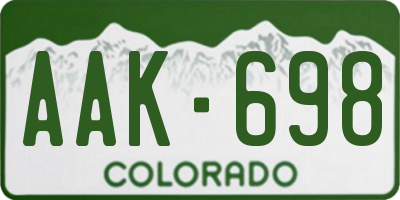 CO license plate AAK698