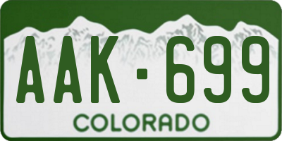 CO license plate AAK699