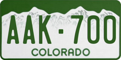 CO license plate AAK700