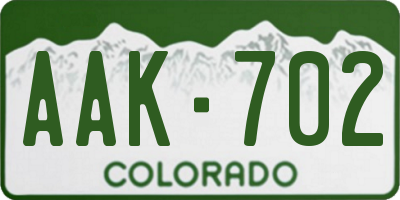 CO license plate AAK702