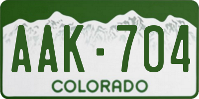CO license plate AAK704