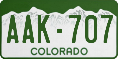 CO license plate AAK707