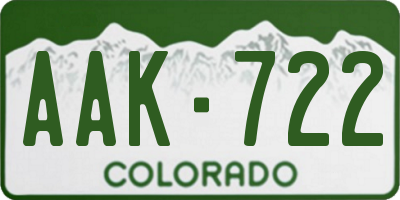 CO license plate AAK722
