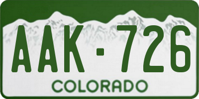 CO license plate AAK726
