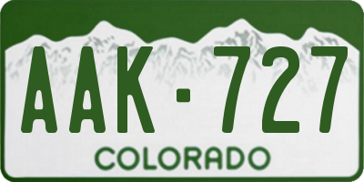 CO license plate AAK727