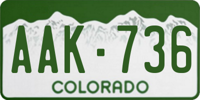 CO license plate AAK736