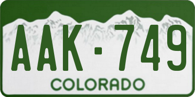 CO license plate AAK749
