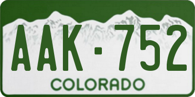 CO license plate AAK752
