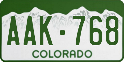 CO license plate AAK768