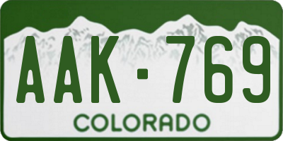 CO license plate AAK769