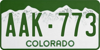 CO license plate AAK773