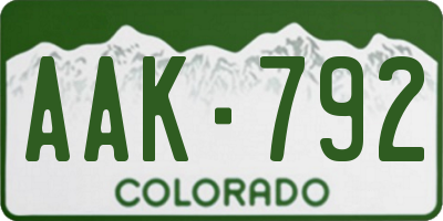 CO license plate AAK792
