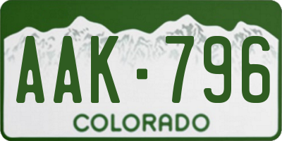 CO license plate AAK796